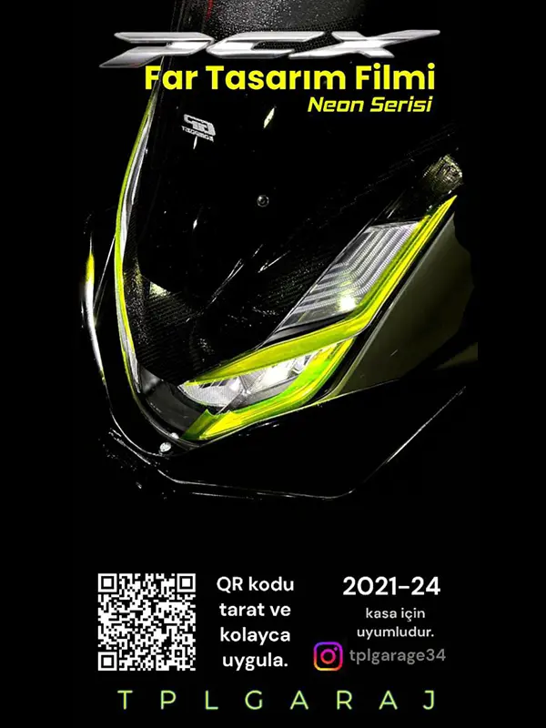TPL GARAJ PCX FAR TASARIM FİLMİ  21-24 MODEL UYUMLU LİMON SARI