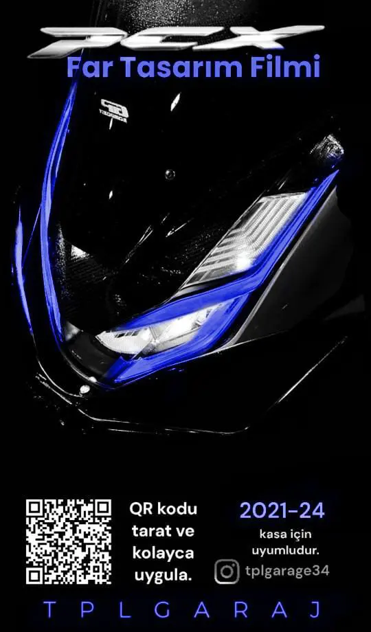 TPL GARAJ PCX FAR TASARIM FİLMİ  21-24 MODEL UYUMLU DELİ MAVİ