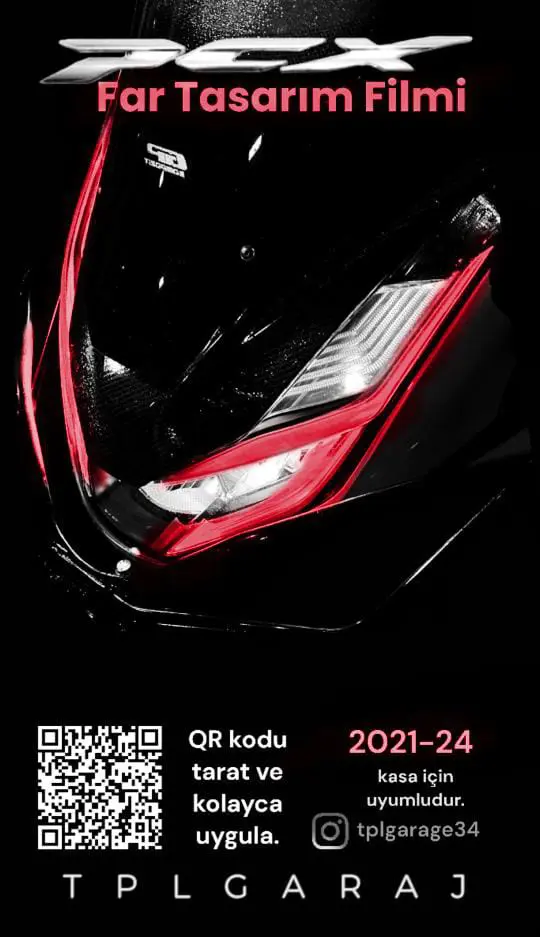 TPL GARAJ PCX FAR TASARIM FİLMİ  21-24 MODEL UYUMLU KIRMIZI