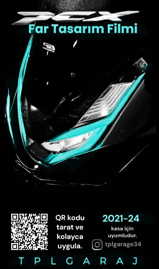 TPL GARAJ PCX FAR TASARIM FİLMİ  21-24 MODEL UYUMLU BUZ MAVİ